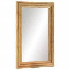 Miroir de bain 50x70 cm bois massif de manguier brut et verre