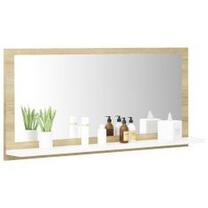Miroir de bain Blanc et chêne sonoma 80x10,5x37 cm