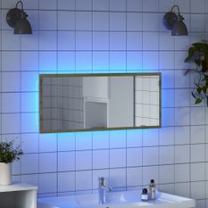 Miroir de salle de bain à LED chêne sonoma bois d'ingénierie