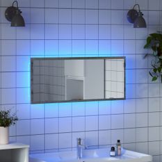 Miroir de salle de bain à LED sonoma gris bois d'ingénierie