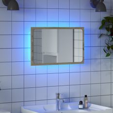 Miroir de salle de bain avec lumière LED gris béton 60x8,5x38cm