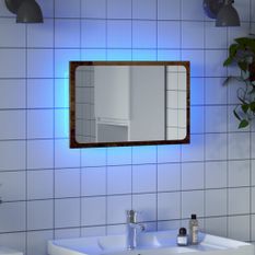 Miroir de salle de bain avec lumière LED vieux bois 60x8,5x38cm