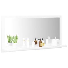Miroir de salle de bain Blanc brillant 80x10,5x37 cm