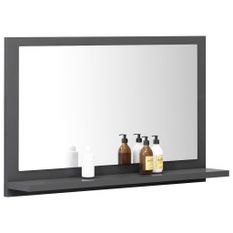 Miroir de salle de bain Gris 60x10,5x37 cm