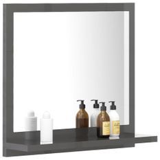 Miroir de salle de bain Gris brillant 40x10,5x37 cm