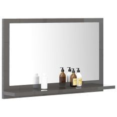 Miroir de salle de bain Gris brillant 60x10,5x37 cm