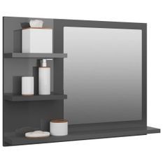 Miroir de salle de bain Gris brillant 60x10,5x45 cm