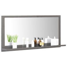 Miroir de salle de bain Gris brillant 80x10,5x37 cm