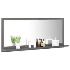 Miroir de salle de bain Gris brillant 90x10,5x37 cm