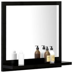 Miroir de salle de bain Noir brillant 40x10,5x37 cm