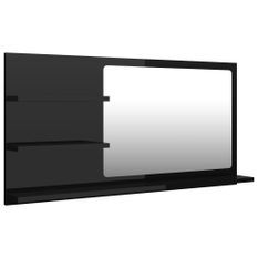 Miroir de salle de bain Noir brillant 90x10,5x45 cm