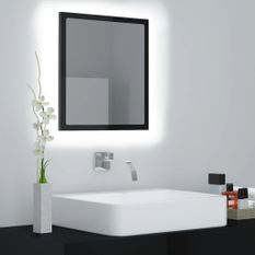 Miroir LED de salle de bain Noir brillant 40x8,5x37cm