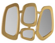 Miroir mural art déco en métal doré KIMAN - L 93 x H 63 cm