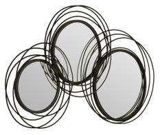 Miroir mural art déco métal noir ARKO - L 117 x H 76 cm