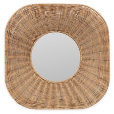 Miroir mural carré en rotin naturel PALIA – Ø 102 cm