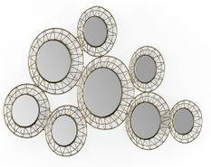 Miroir mural original en métal doré CIRKO - L 121 x H 45 cm