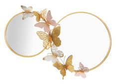 Miroir mural double farfalle rose 81 x 3 x 52,5 cm