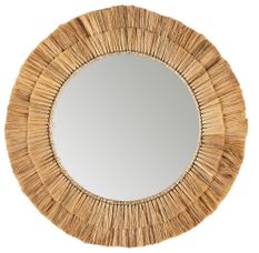 Miroir mural en herbe de mer naturel NURIA – Ø 76 cm
