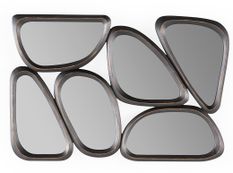 Miroir mural moderne métal gris LOMAN - L 89 x H 61 cm