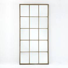 Miroir mural multi-rectangles bois laqué beige Nathi 200 cm