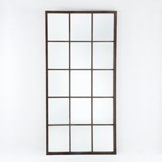 Miroir mural multi-rectangles bois laqué marron Nathi 200 cm