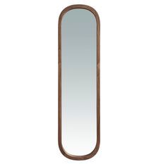 Miroir mural ovale – Cadre bois plaqué noyer naturel – L 40 x H 150 cm