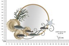 Miroir mural poisson cm 88,9x7,6x65,4