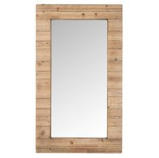Miroir mural rectangulaire verre et bois massif clair Indie
