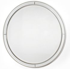 Miroir mural rond bois argenté AKTY – Ø 90 cm