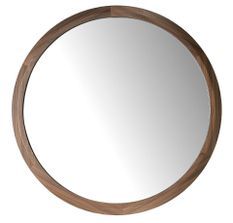 Miroir mural rond – Cadre bois couleur noyer – Ø90 cm