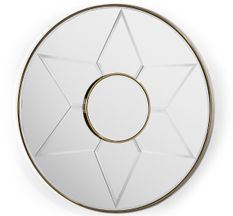 Miroir mural rond design en métal doré RAVY – Ø 120 cm