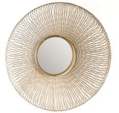 Miroir mural rond design métal doré RAVY - Ø 112 cm
