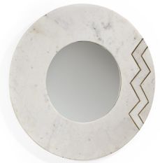 Miroir mural rond en marbre blanc SANY – Ø 71 cm