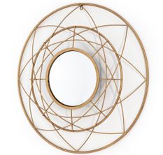 Miroir mural rond en métal doré STELA - Ø 78 cm