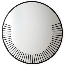 Miroir mural rond en métal et bois noir LADY – 120 cm