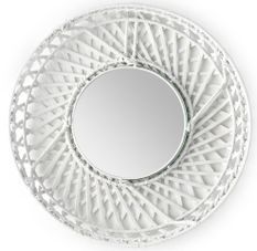 Miroir mural rond en osier blanc GALY – Ø 50 cm