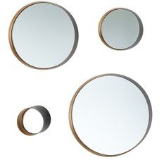 Set de 4 miroirs mural rond en métal doré LAKO