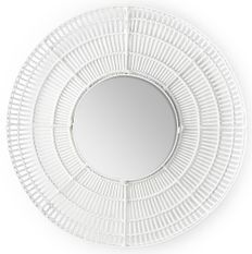 Miroir mural rond en osier blanc GALY – Ø 90 cm