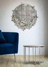 Miroir mural rond papillon argenté cm ø 91x3x94