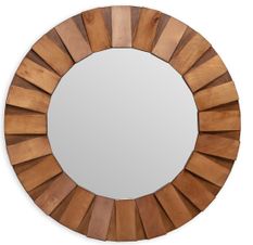 Miroir mural rondd en bois naturel SONA – Ø 89 cm