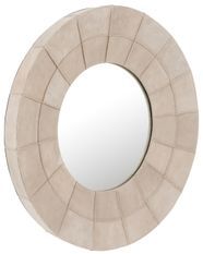 Miroir rond bord cuir beige Rocky D 70 cm