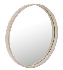 Miroir rond en cuir beige Apolo D 40.5 cm