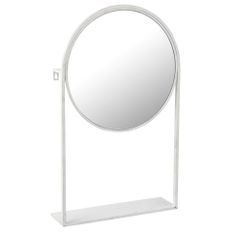 Miroir rond sur pied métal blanc Praji
