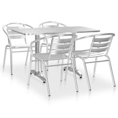 Mobilier à dîner d'extérieur 5 pcs Aluminium Argenté