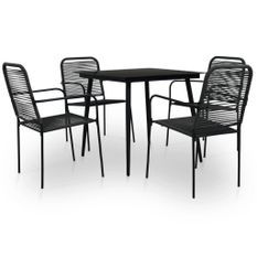 Mobilier à dîner d'extérieur 5 pcs Corde en coton et acier Noir 2