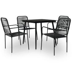 Mobilier à dîner d'extérieur 5 pcs Corde en coton et acier Noir