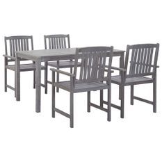 Mobilier à dîner d'extérieur 5 pcs Gris Bois d'acacia solide