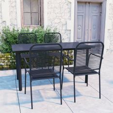 Mobilier à dîner d'extérieur 5 pcs Noir Verre et acier