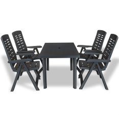 Mobilier à dîner d'extérieur 5 pcs Plastique Anthracite