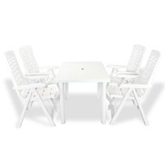 Mobilier à dîner d'extérieur 5 pcs Plastique Blanc 2